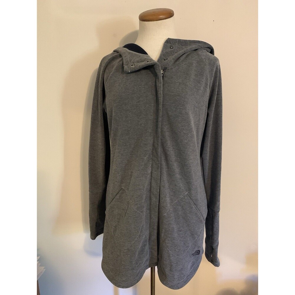 The North Face Jacket Womans M Gray Wrapture Yoga Flashdry Full Zip Thumb Holes